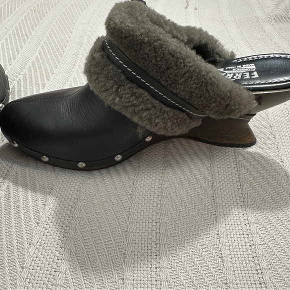 Salvatore Ferragamo dark brown leather studded mule clogs, size 8, wedge - Picture 5 of 15